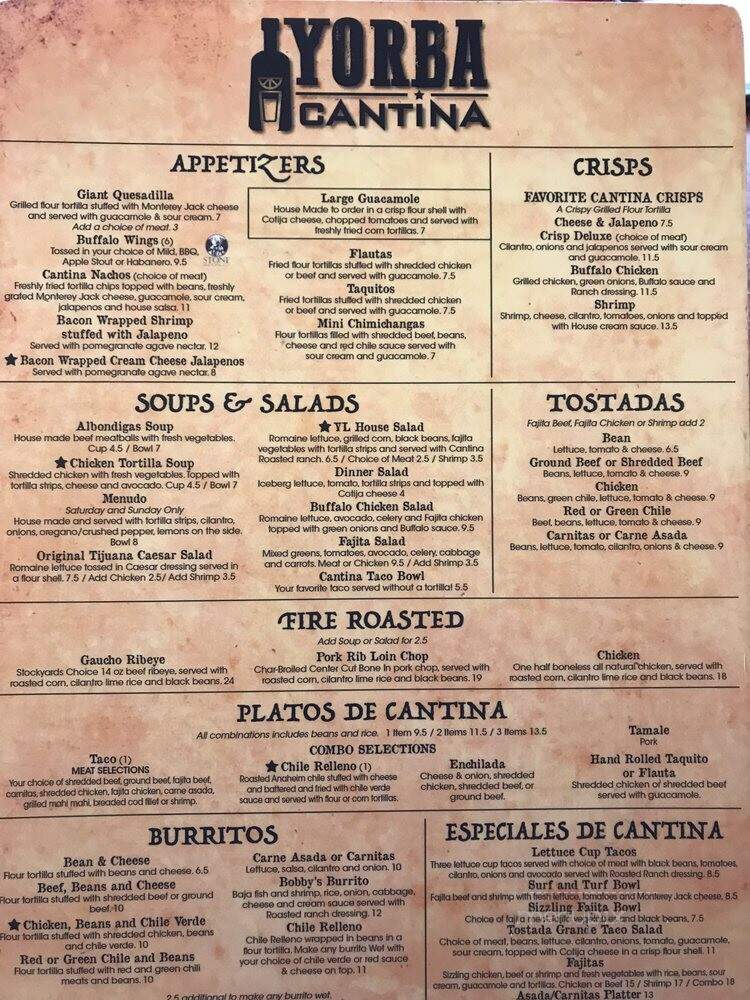 Yorba Cantina - Yorba Linda, CA menu_pic