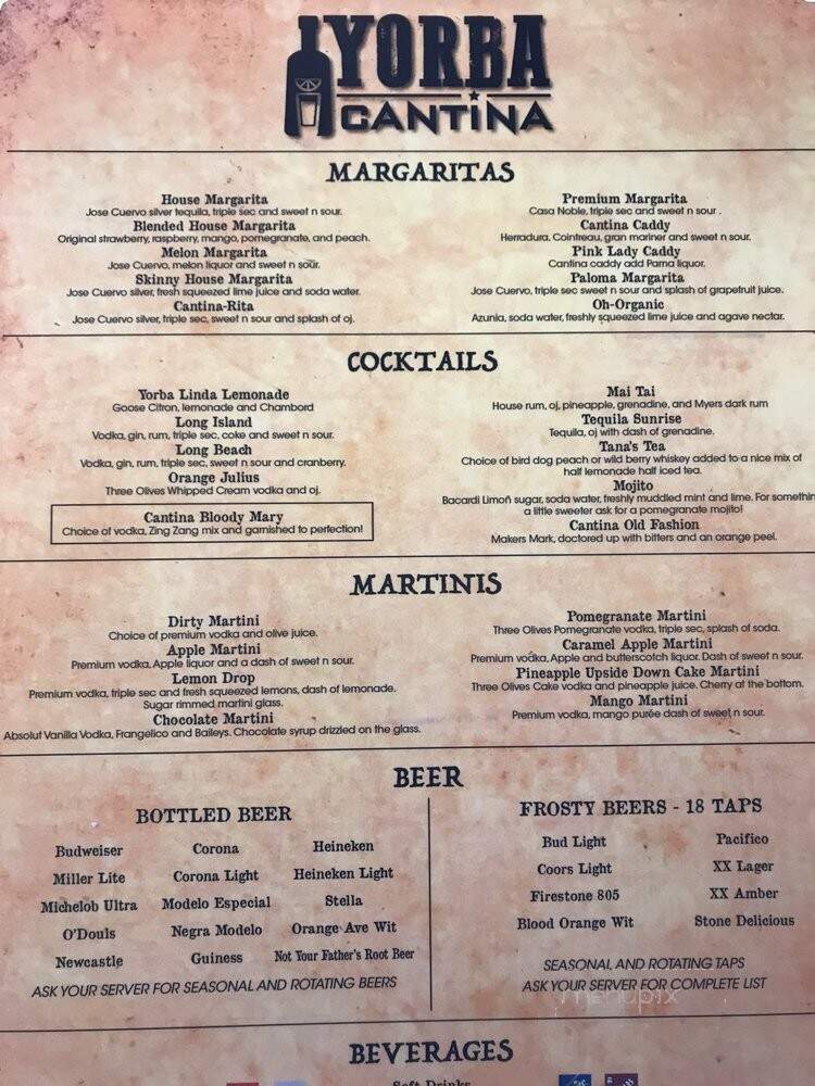 Yorba Cantina - Yorba Linda, CA menu_pic