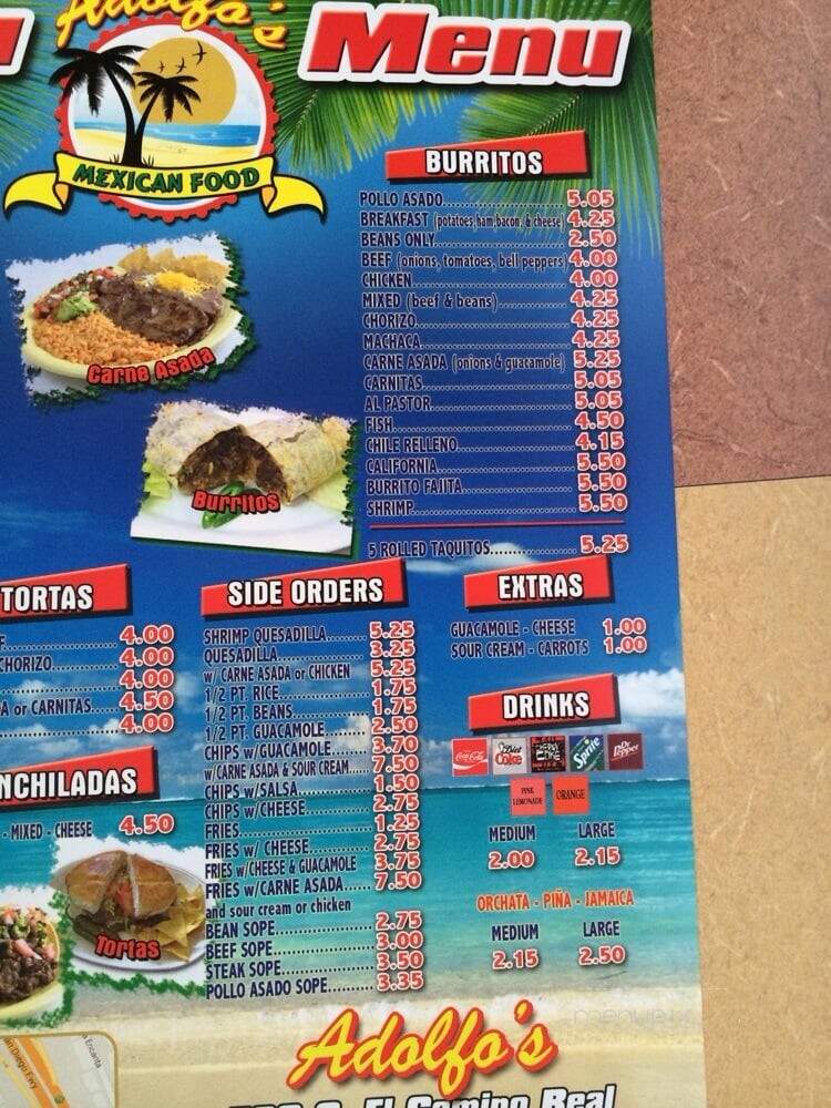 Adolfo's Mexican Food - San Clemente, CA menu_pic