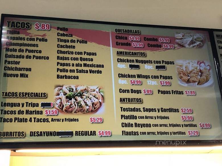 Diana's Taqueria - Garland, TX menu_pic