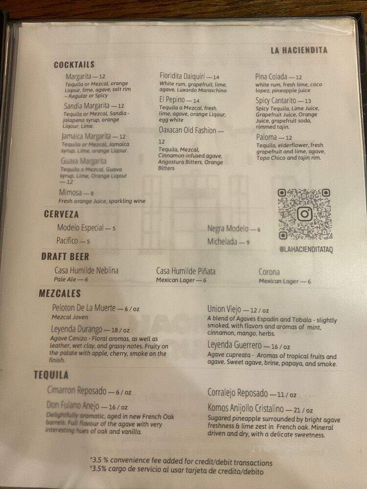 La Haciendita Taqueria - Chicago, IL menu_pic