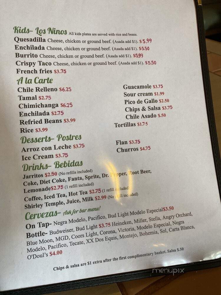 Sin Pancho Mexican Restaurant & Bar - Auburn, WA menu_pic
