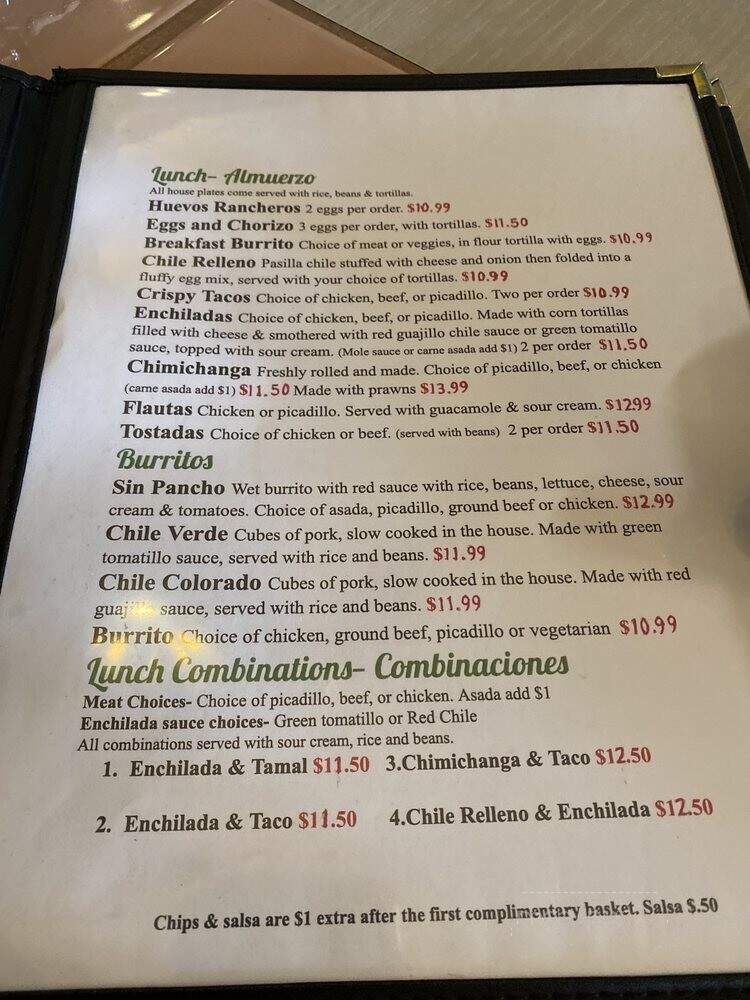 Sin Pancho Mexican Restaurant & Bar - Auburn, WA menu_pic