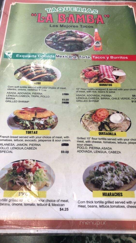 Taqueria la Bamba - Marysville, WA menu_pic