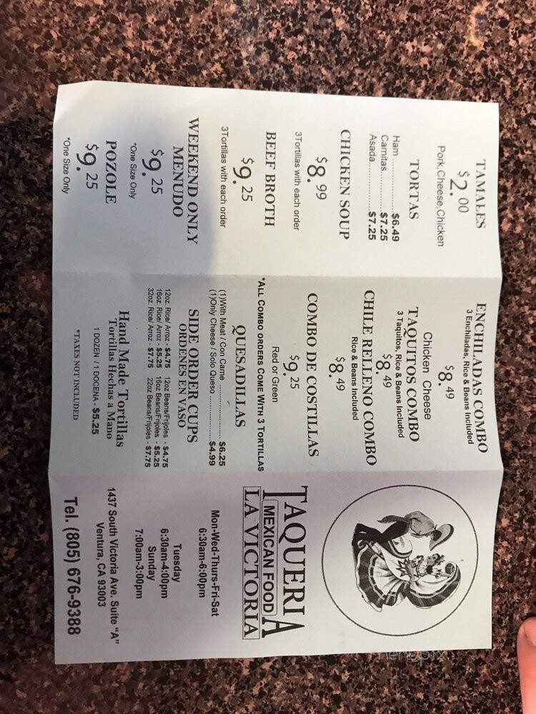 Panaderia la Victoria - Oxnard, CA menu_pic