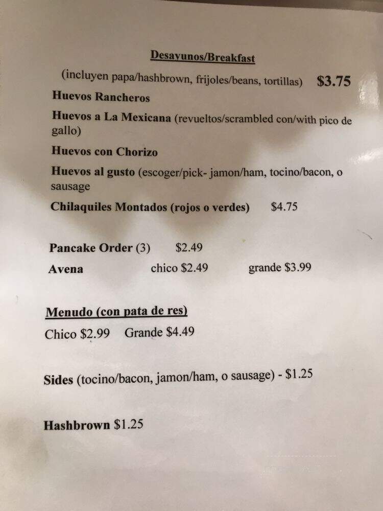 Senor Benjos - El Paso, TX menu_pic