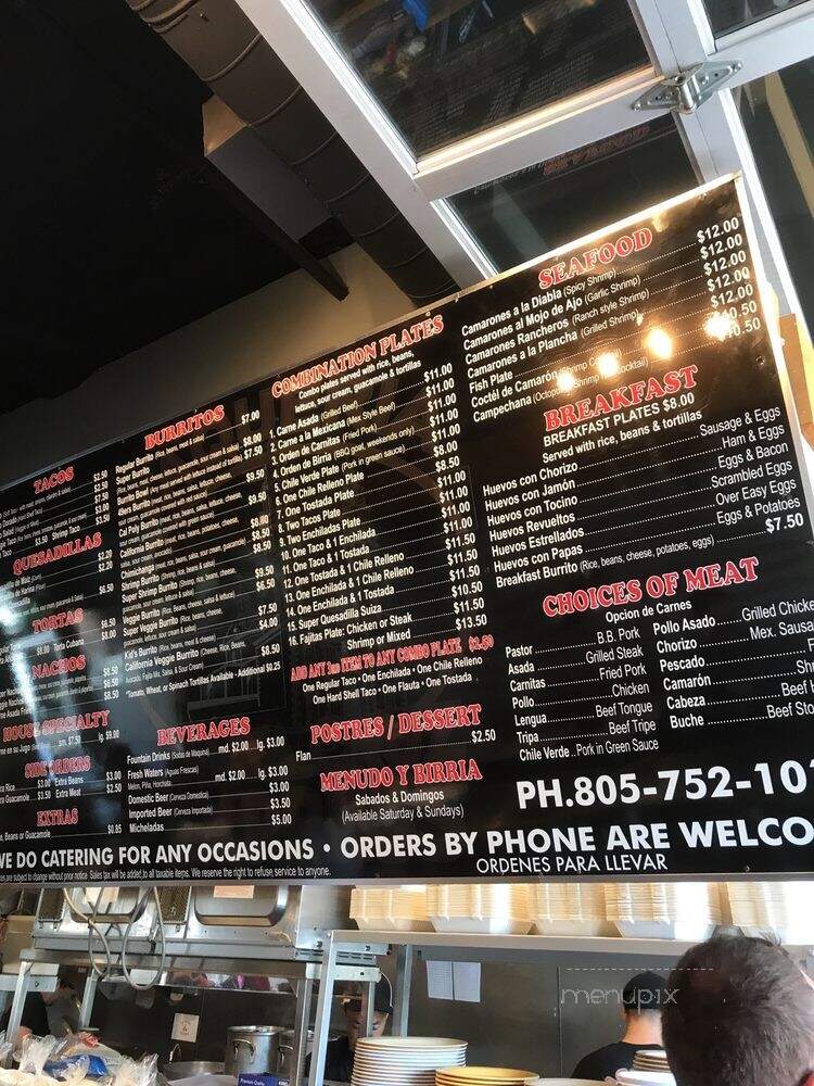 Taqueria Santa Cruz Express - San Luis Obispo, CA menu_pic