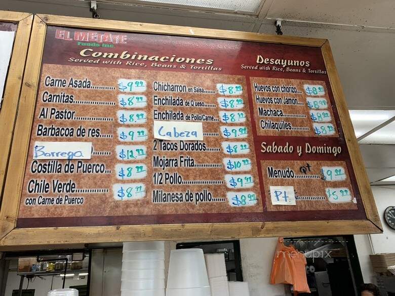 El Metate Mercado - Orange, CA menu_pic