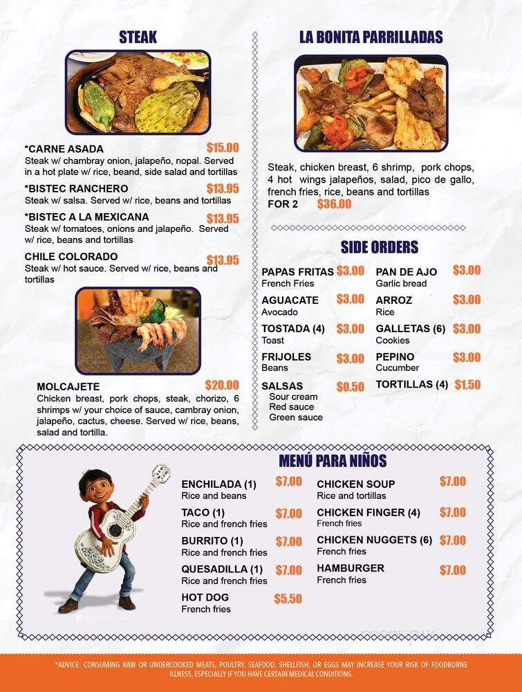 La Bonita - Forest Park, GA menu_pic