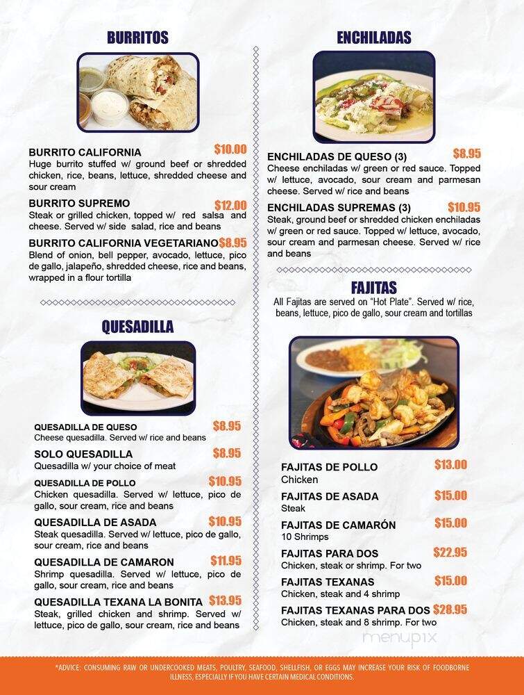 La Bonita - Forest Park, GA menu_pic