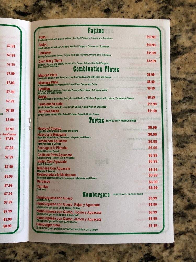 Los Jarrones - Canutillo, TX menu_pic