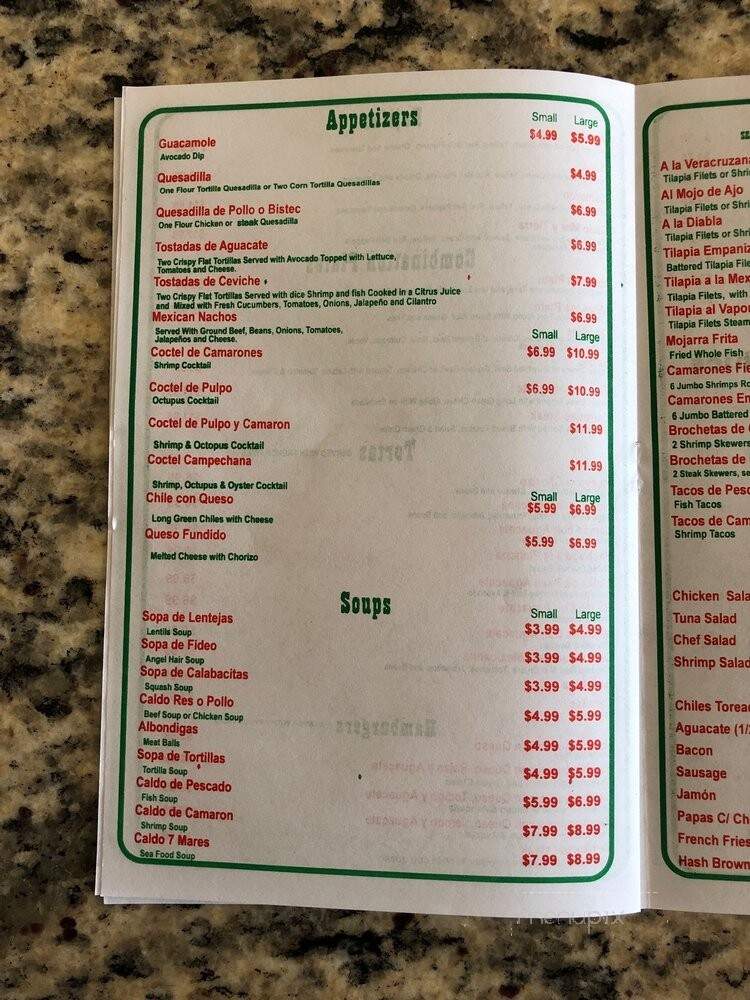 Los Jarrones - Canutillo, TX menu_pic