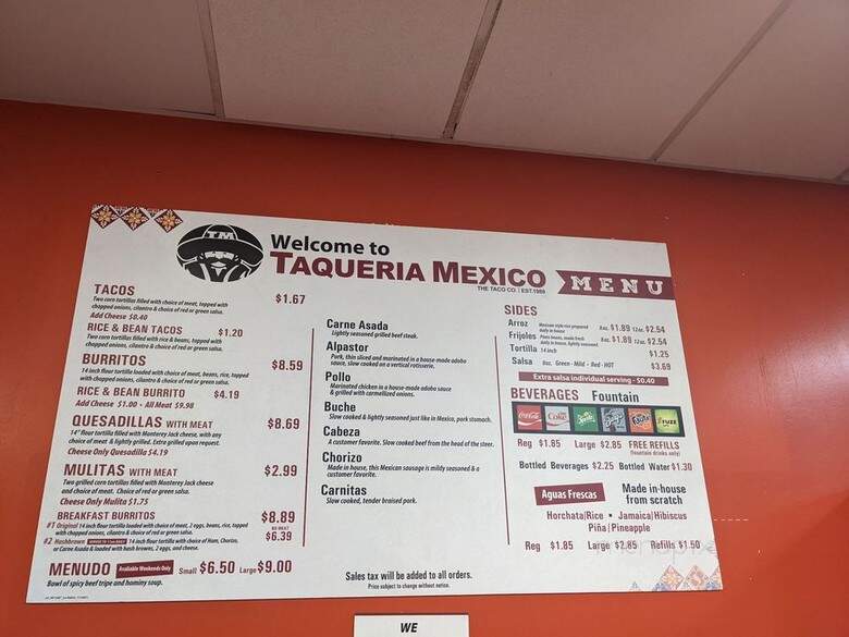 Taqueria Mexico - La Habra, CA menu_pic
