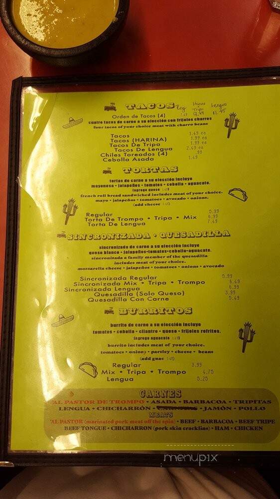 Taqueria Temo - Fort Worth, TX menu_pic