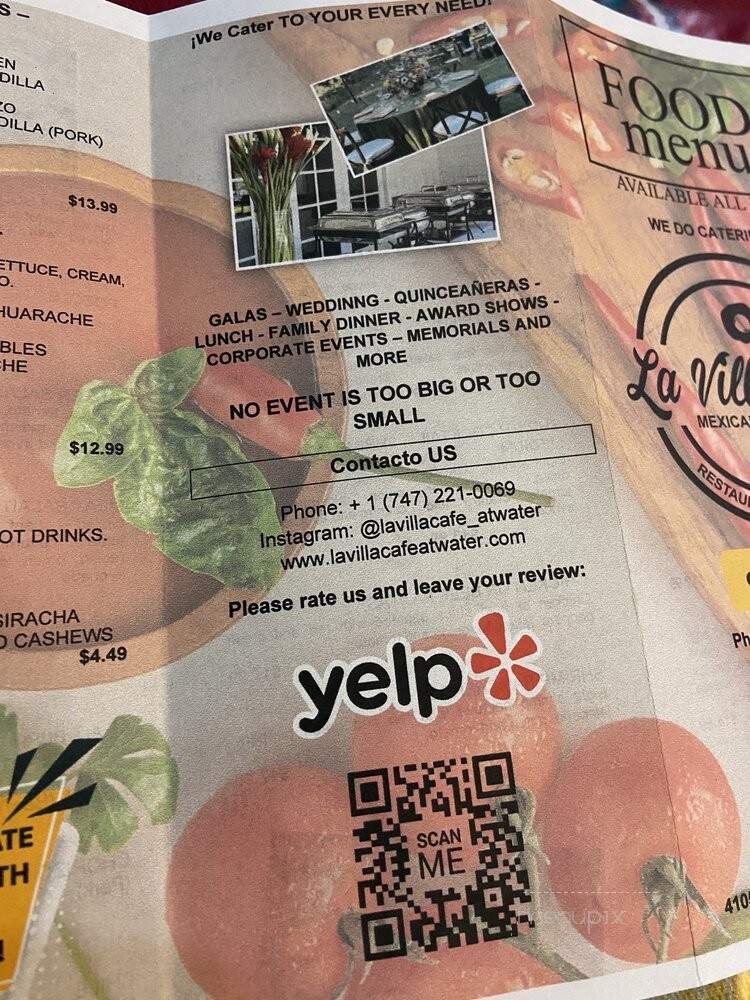 La Villa Cafe - Los Angeles, CA menu_pic