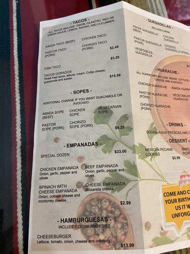 La Villa Cafe - Los Angeles, CA menu_pic
