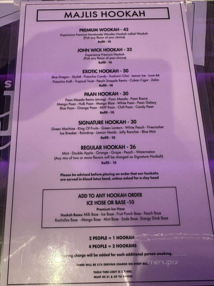 Majlis Hookah Lounge & Cafe - Bellerose, NY menu_pic