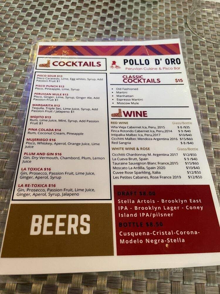 Pollo D'Oro - Brooklyn, NY menu_pic