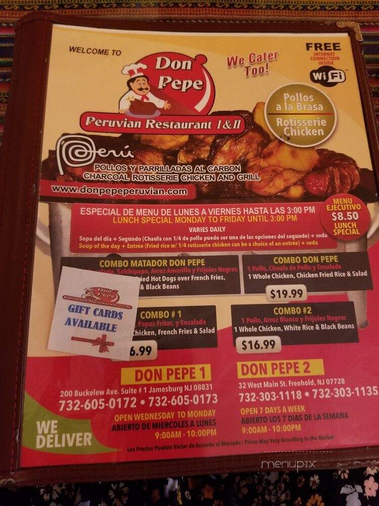 Don Pepe Peruvian Restarant II - Freehold, NJ menu_pic