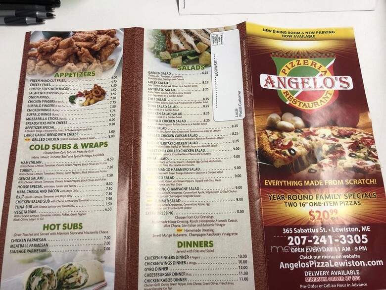 Angelo's Pizzeria - Lewiston, ME menu_pic
