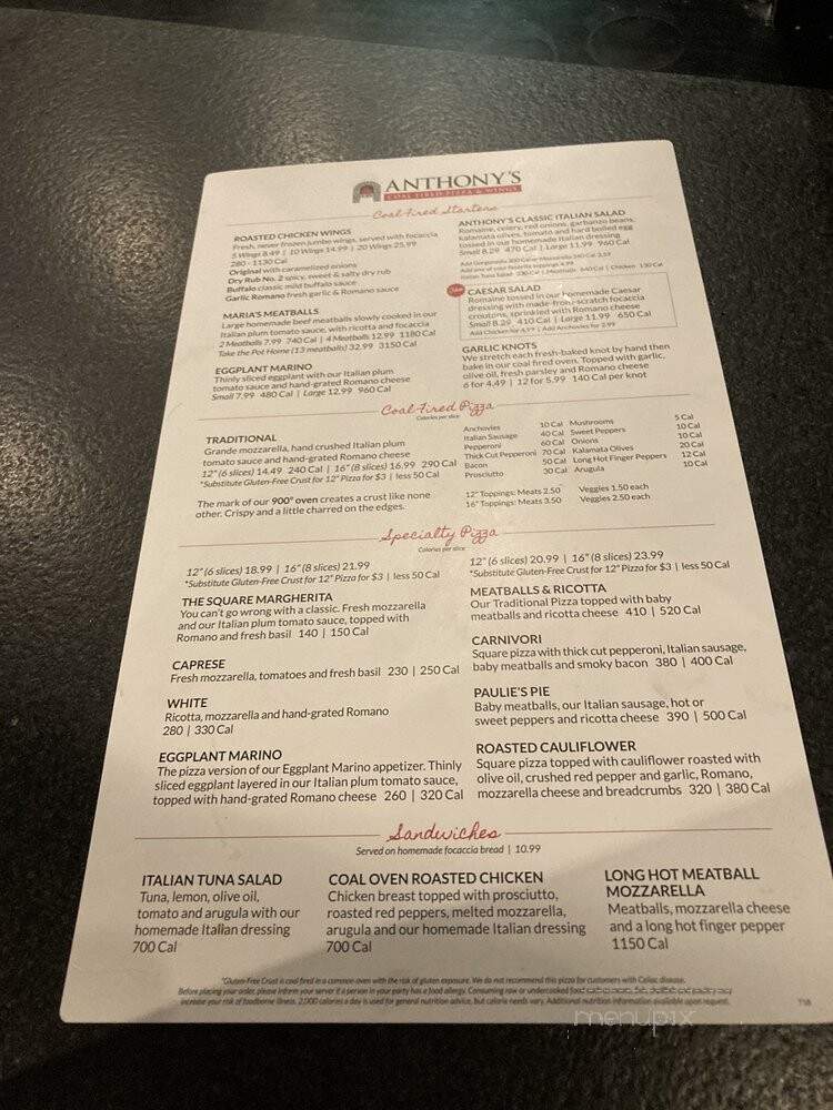 Anthony's Coal Fired Pizza - Exton, PA menu_pic