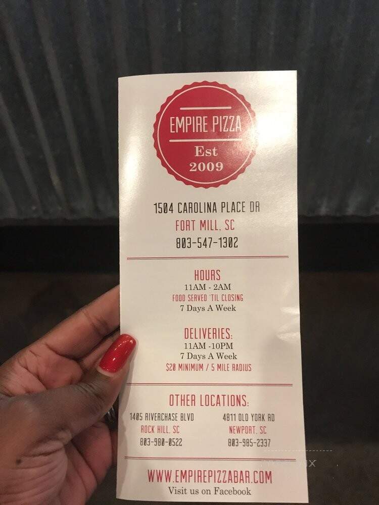 Empire Pizza & Bar - Fort Mill, SC menu_pic