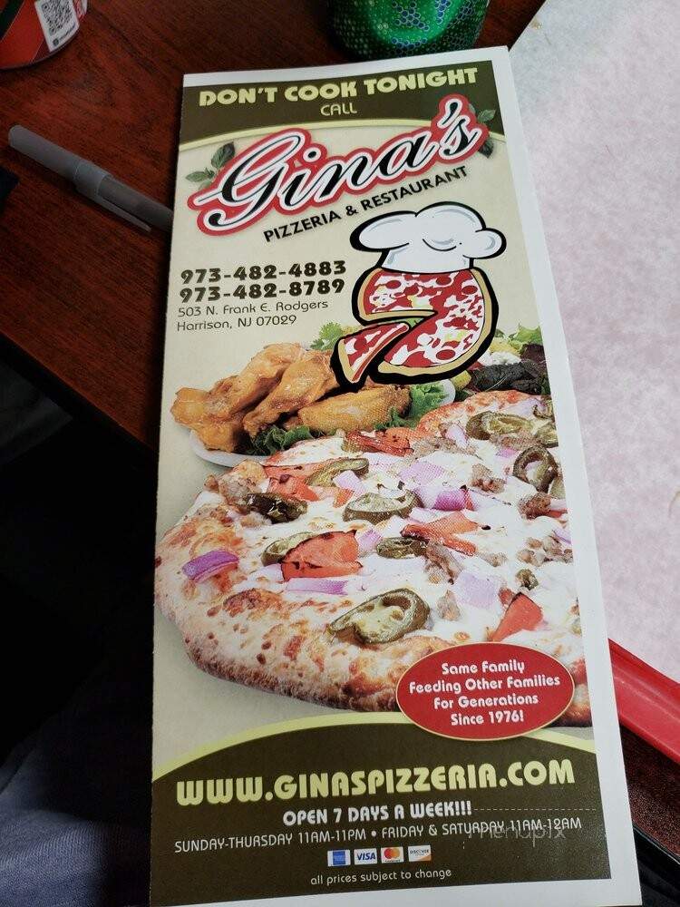 Gina's Pizzeria - Harrison, NJ menu_pic