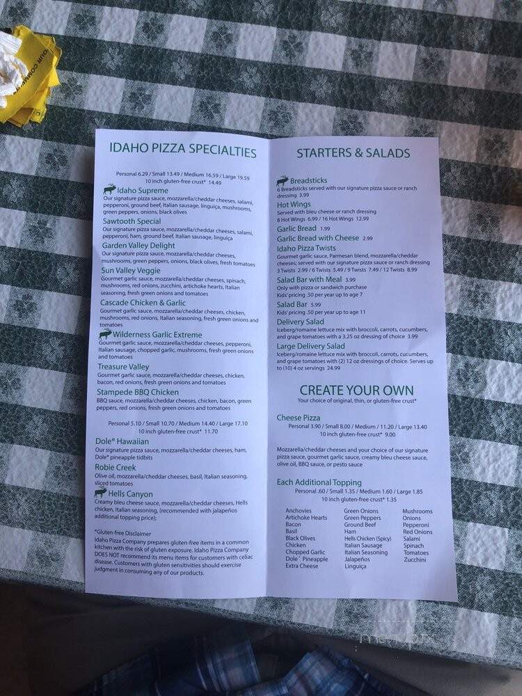 Idaho Pizza Company - Eagle, ID menu_pic