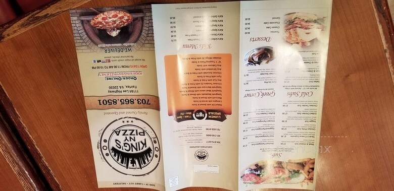 Kings NY Pizza - Fairfax, VA menu_pic