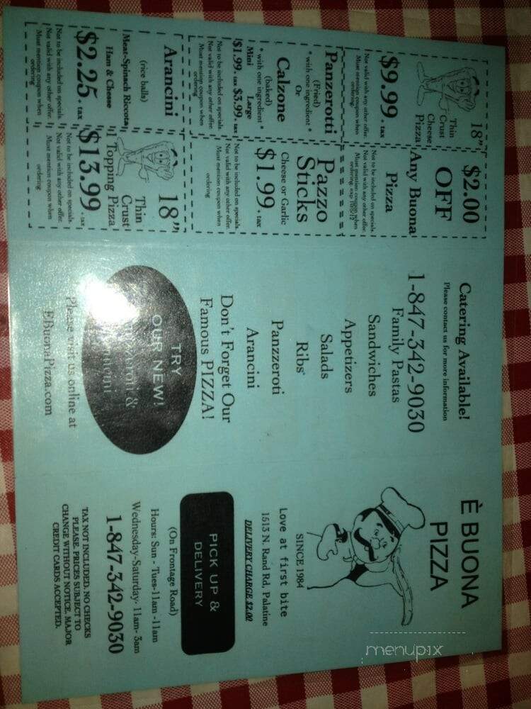 Nonno's Pizza - Palatine, IL menu_pic