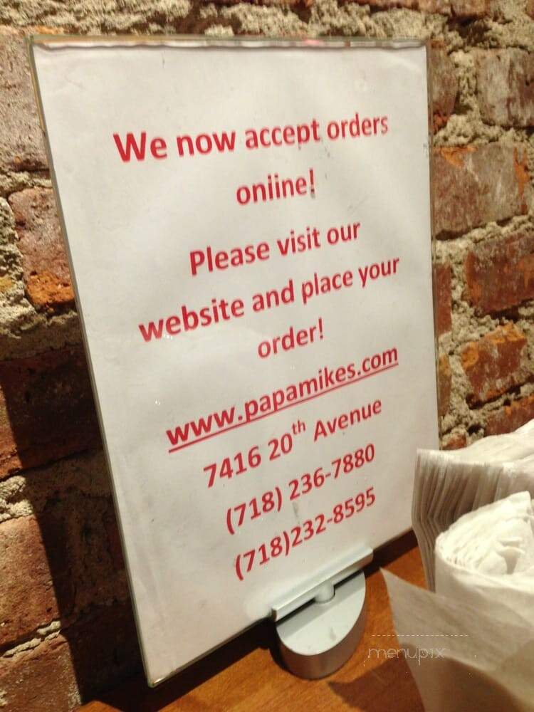 Papa Mikes Brick Oven Pizza - Brooklyn, NY menu_pic