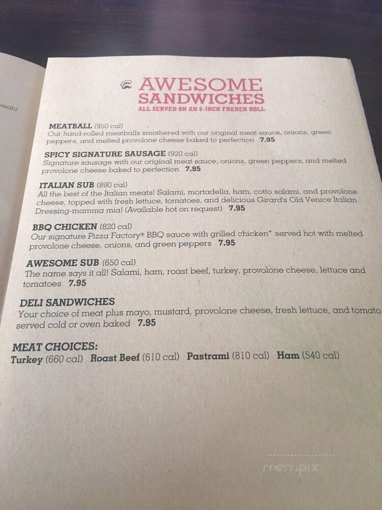 Atwater Pizza Factory - Atwater, CA menu_pic