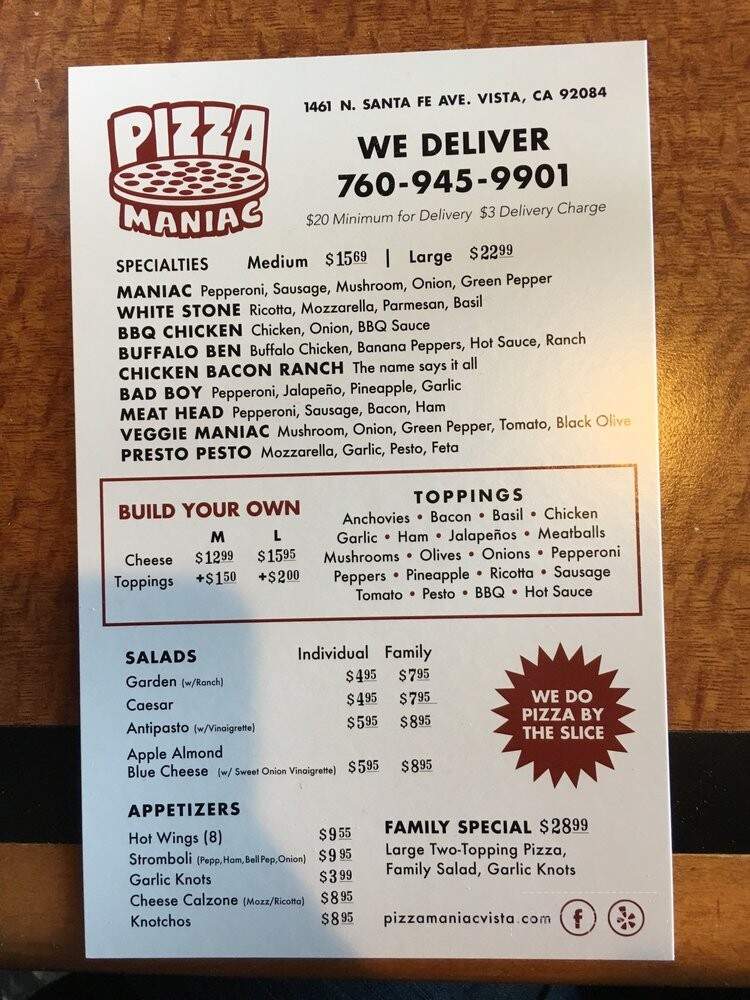 Pizzamania - Vista, CA