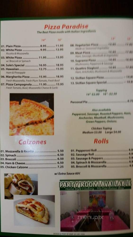 Sole Pizzeria & Restaurant - North Bergen, NJ menu_pic