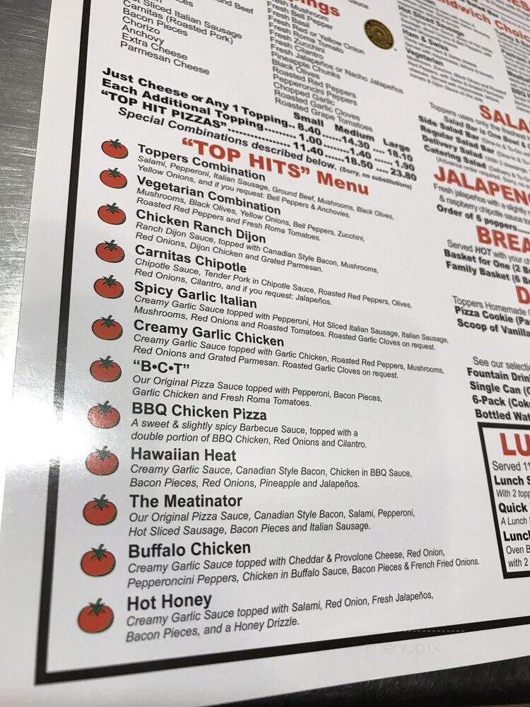 Toppers Pizza Place - Santa Clarita, CA menu_pic