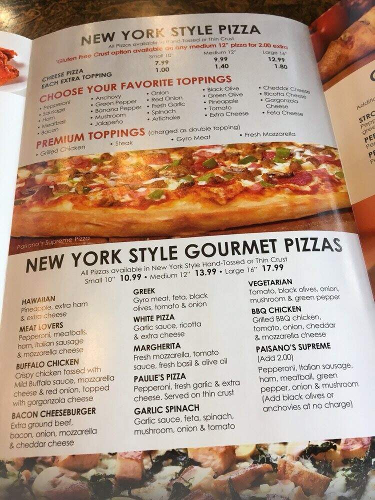 Paisano's Pizza - Alexandria, VA menu_pic