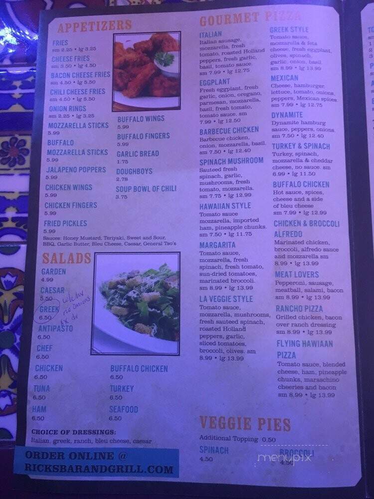 Rick's Bar and Grill - Woonsocket, RI menu_pic