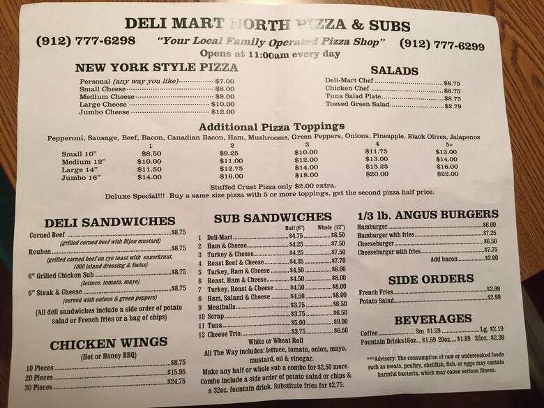 Delimart Pizza and Subs - Port Wentworth, GA menu_pic