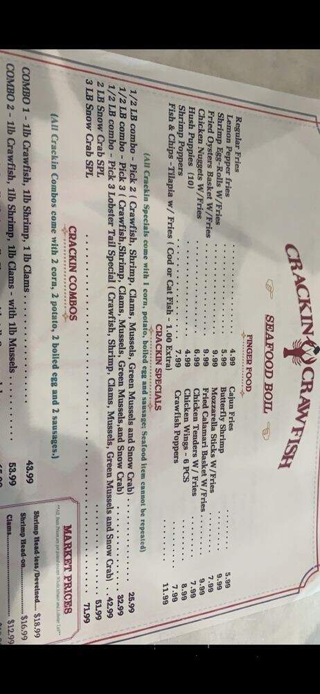 Crackin' Crawfish - Charlotte, NC menu_pic