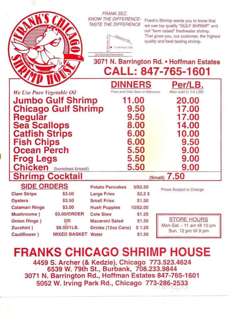 Frank's Chicago Shrimp House - Hoffman Estates, IL menu_pic