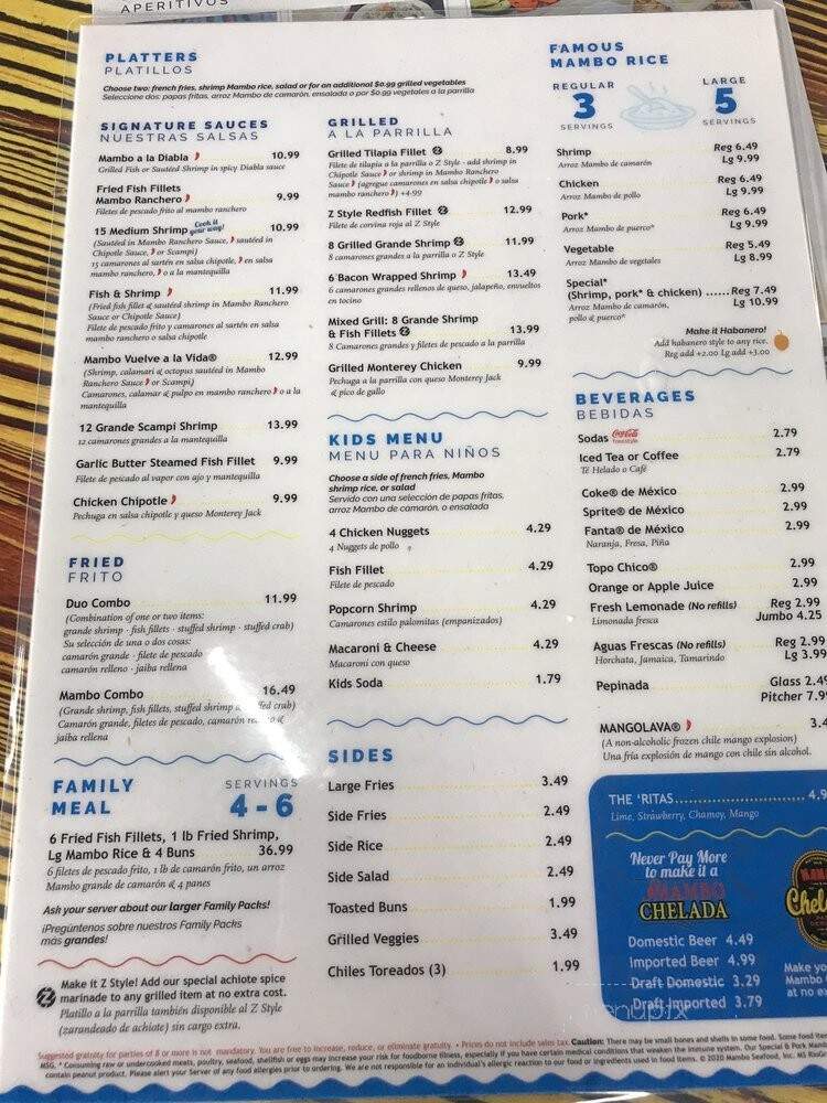 Mambo Seafood - McAllen, TX menu_pic
