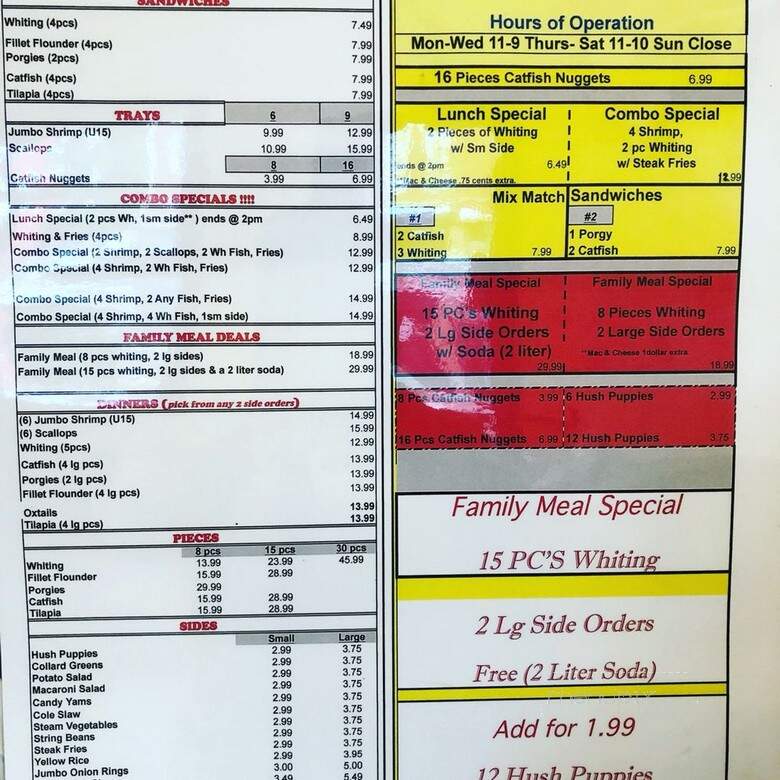 Roy's Fish Fry - Newark, NJ menu_pic