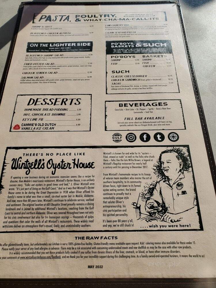 Wintzell's Oyster House - Mobile, AL menu_pic