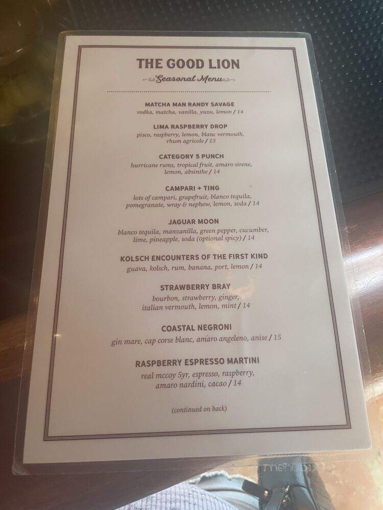 Good Lion - Santa Barbara, CA menu_pic