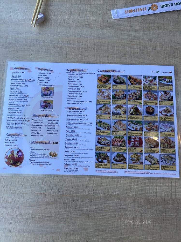 Orange Roll & Sushi - Anaheim, CA menu_pic