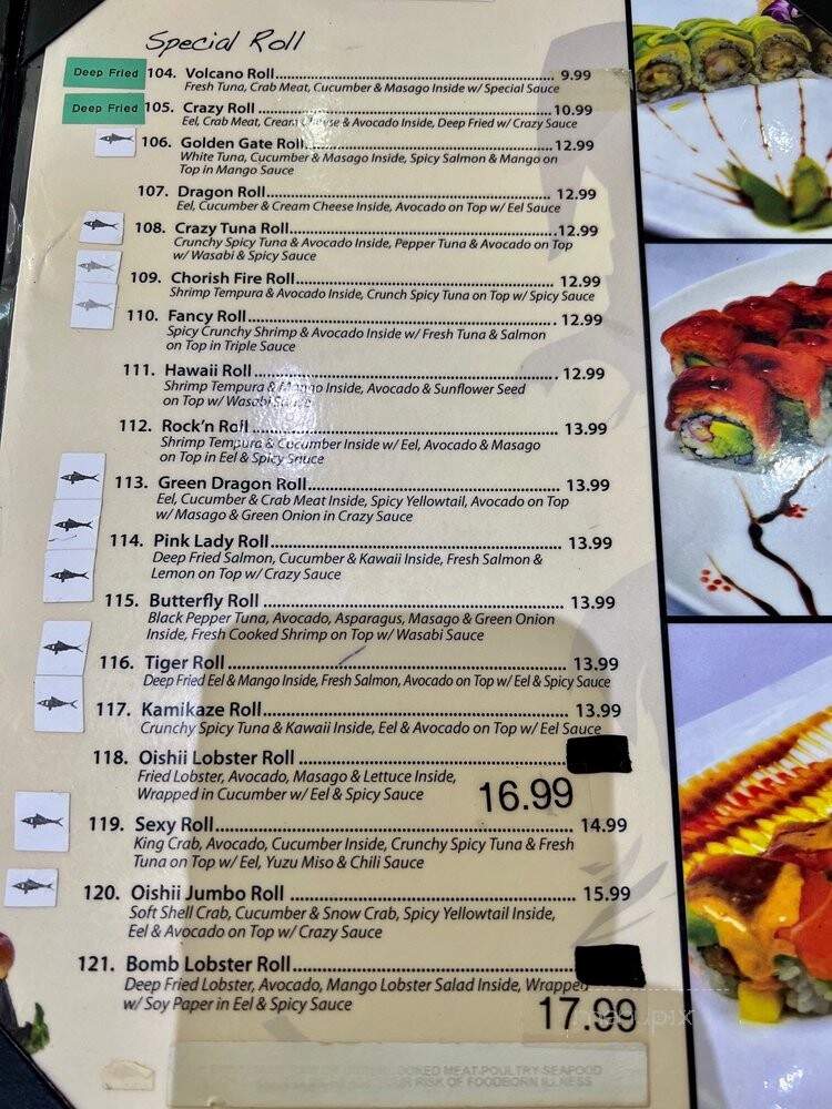 Oishii Sushi & Karaoke Bar - Sacramento, CA menu_pic