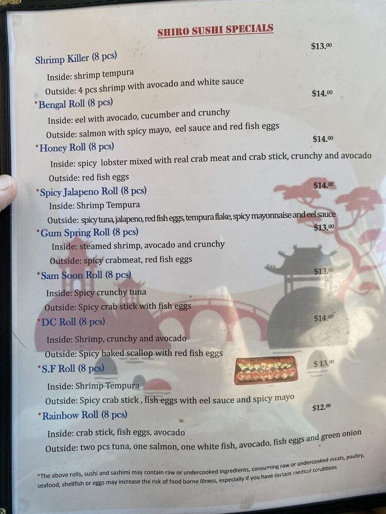 Shiro Sushi & Teriyaki - Chantilly, VA menu_pic