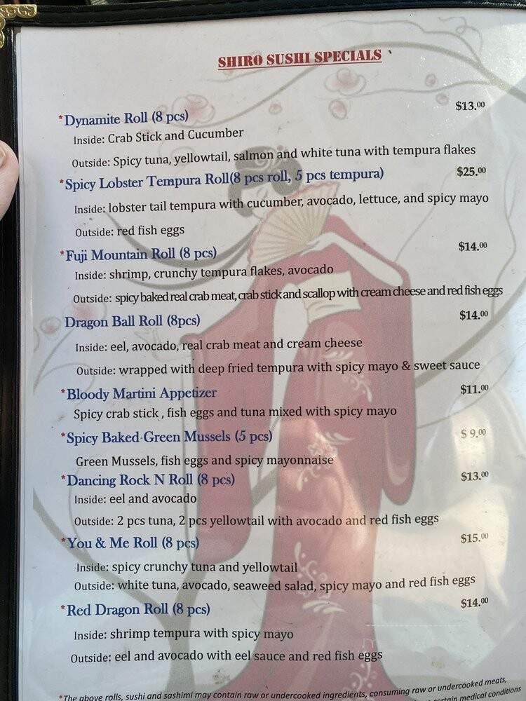Shiro Sushi & Teriyaki - Chantilly, VA menu_pic