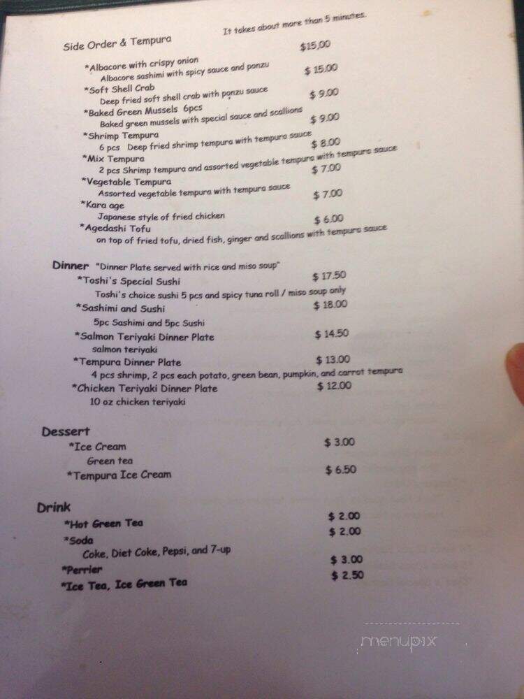 Toshi - North Hollywood, CA menu_pic