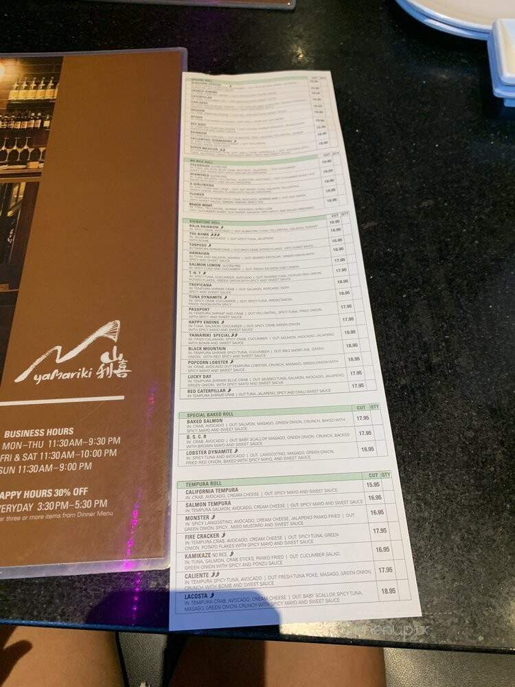 Yamariki Sushi - Carlsbad, CA menu_pic